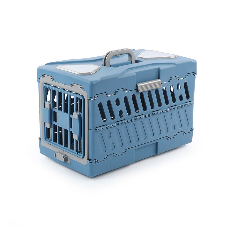 KFX-8098365 Portable Pet Flight Case - Folding Design, Hard PP Material, Small & Large Sizes in Van Gogh Gold and Far Peak Blue