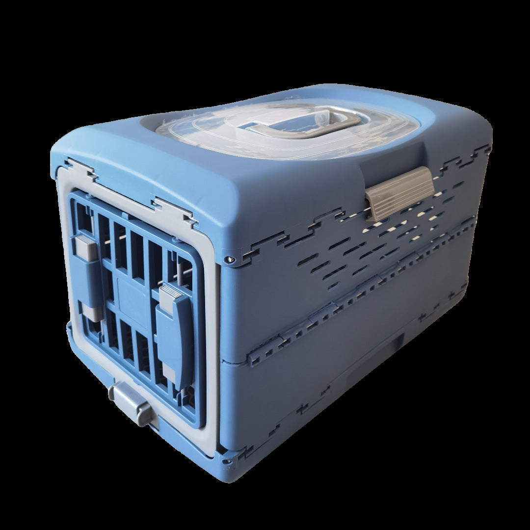 KFX-8098365 Portable Pet Flight Case - Folding Design, Hard PP Material, Small & Large Sizes in Van Gogh Gold and Far Peak Blue
