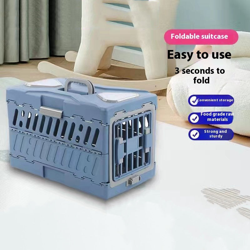 KFX-8098365 Portable Pet Flight Case - Folding Design, Hard PP Material, Small & Large Sizes in Van Gogh Gold and Far Peak Blue