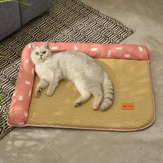 KFX-8098749 Non-Stick Hand-Woven Cat Bed Ice Pad - Multiple Colors and Sizes Available