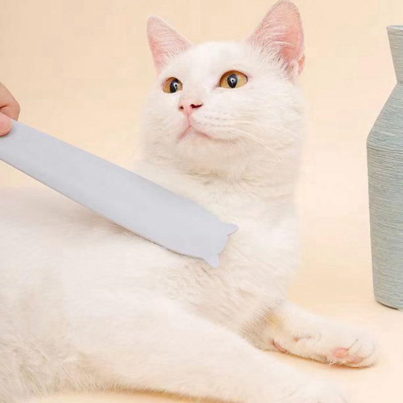 KFX-8100285 Durable Dual-Purpose Pet Comb for Cats with Simulated Cat Tongue Design in Pink and Grey