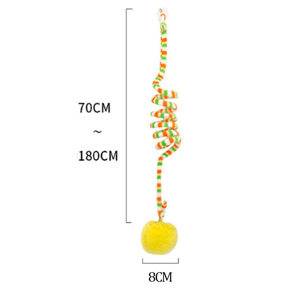 KFX-8101949 Kittens' Fun Spring Toy with Bell and Inflatable Ball – Suction Cup Design for Door Hanging