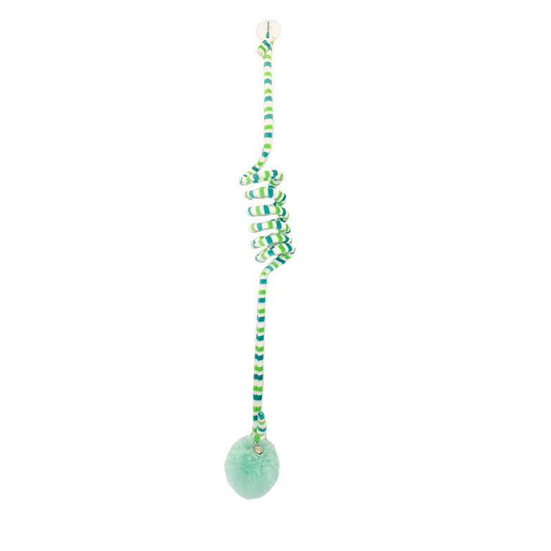 KFX-8101949 Kittens' Fun Spring Toy with Bell and Inflatable Ball – Suction Cup Design for Door Hanging