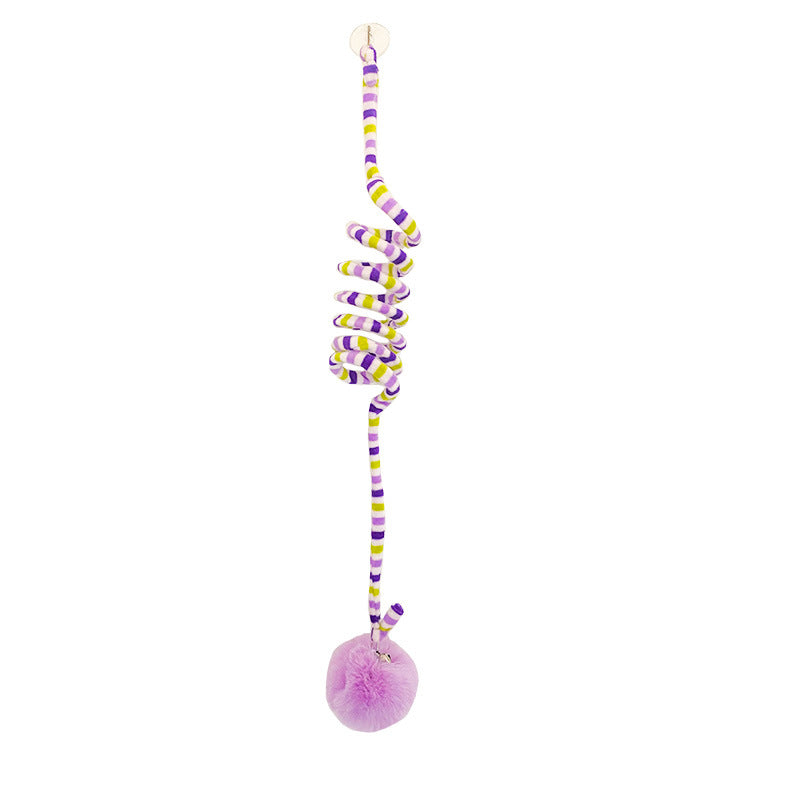 KFX-8101949 Kittens' Fun Spring Toy with Bell and Inflatable Ball – Suction Cup Design for Door Hanging
