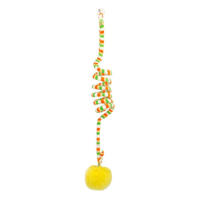 KFX-8101949 Kittens' Fun Spring Toy with Bell and Inflatable Ball – Suction Cup Design for Door Hanging