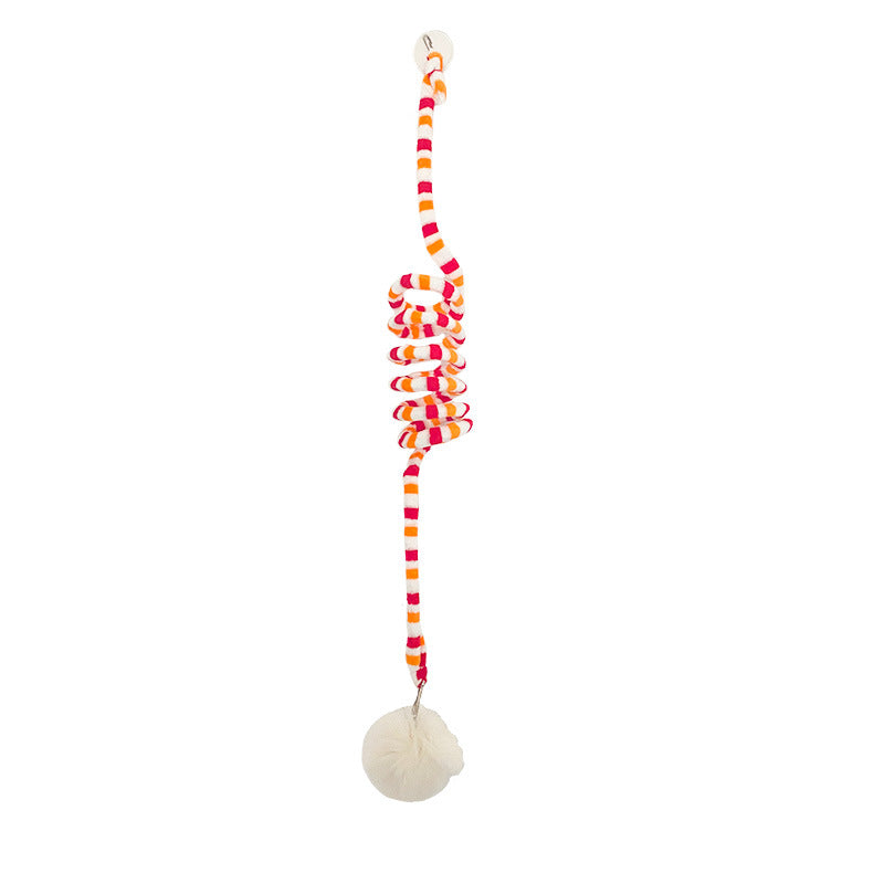 KFX-8101949 Kittens' Fun Spring Toy with Bell and Inflatable Ball – Suction Cup Design for Door Hanging