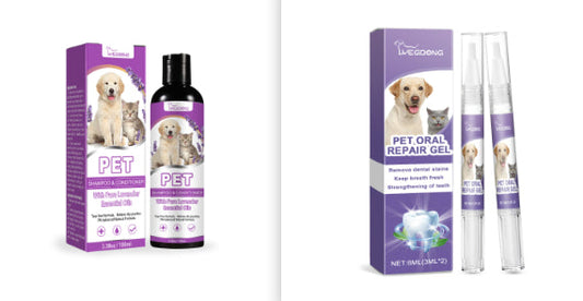 KFX-8102333 Pet Oral Repair Gel with Natural Extracts – 6ml (2 Pack) & Pet Shampoo