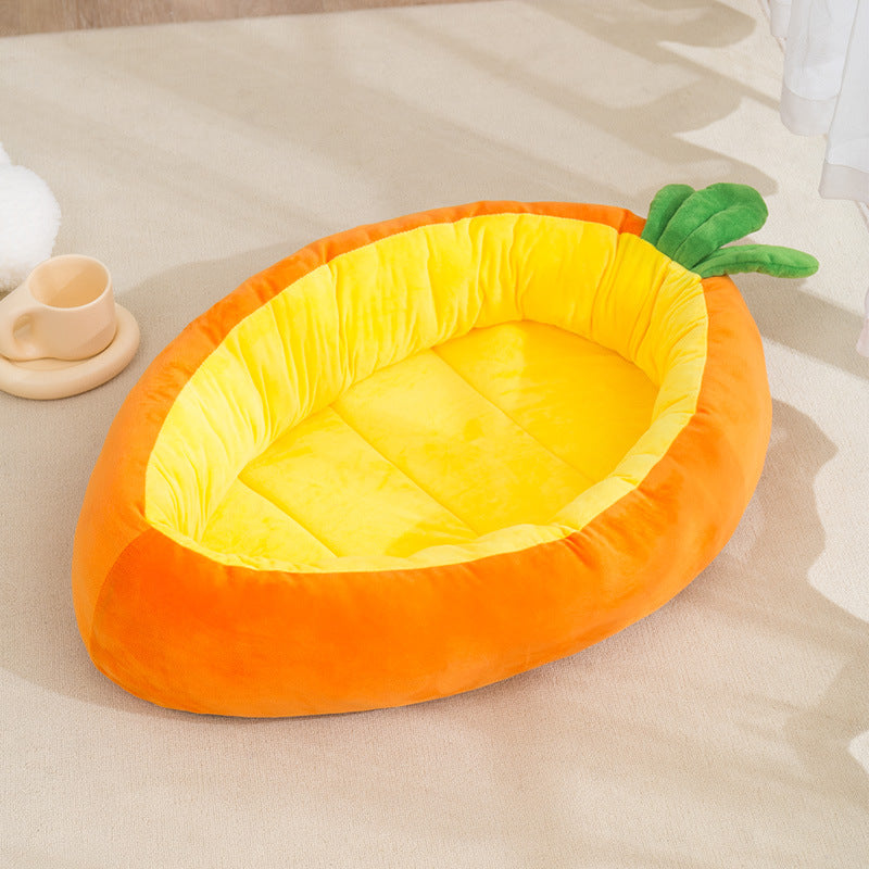 KFX-8104509 Carrot-Shaped Pet Nest for Cats and Dogs - Soft Crystal Velvet & PP Cotton Filling