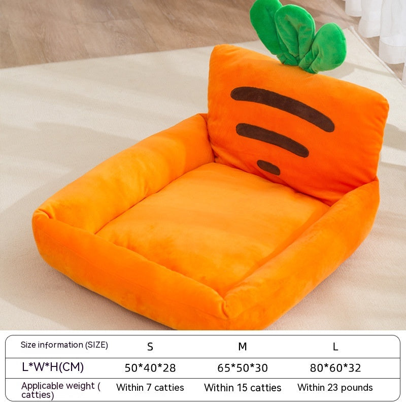 KFX-8104509 Carrot-Shaped Pet Nest for Cats and Dogs - Soft Crystal Velvet & PP Cotton Filling