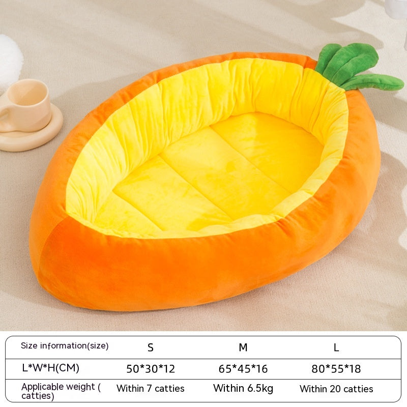 KFX-8104509 Carrot-Shaped Pet Nest for Cats and Dogs - Soft Crystal Velvet & PP Cotton Filling