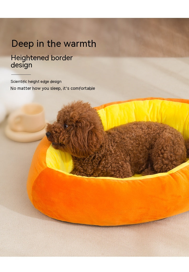KFX-8104509 Carrot-Shaped Pet Nest for Cats and Dogs - Soft Crystal Velvet & PP Cotton Filling