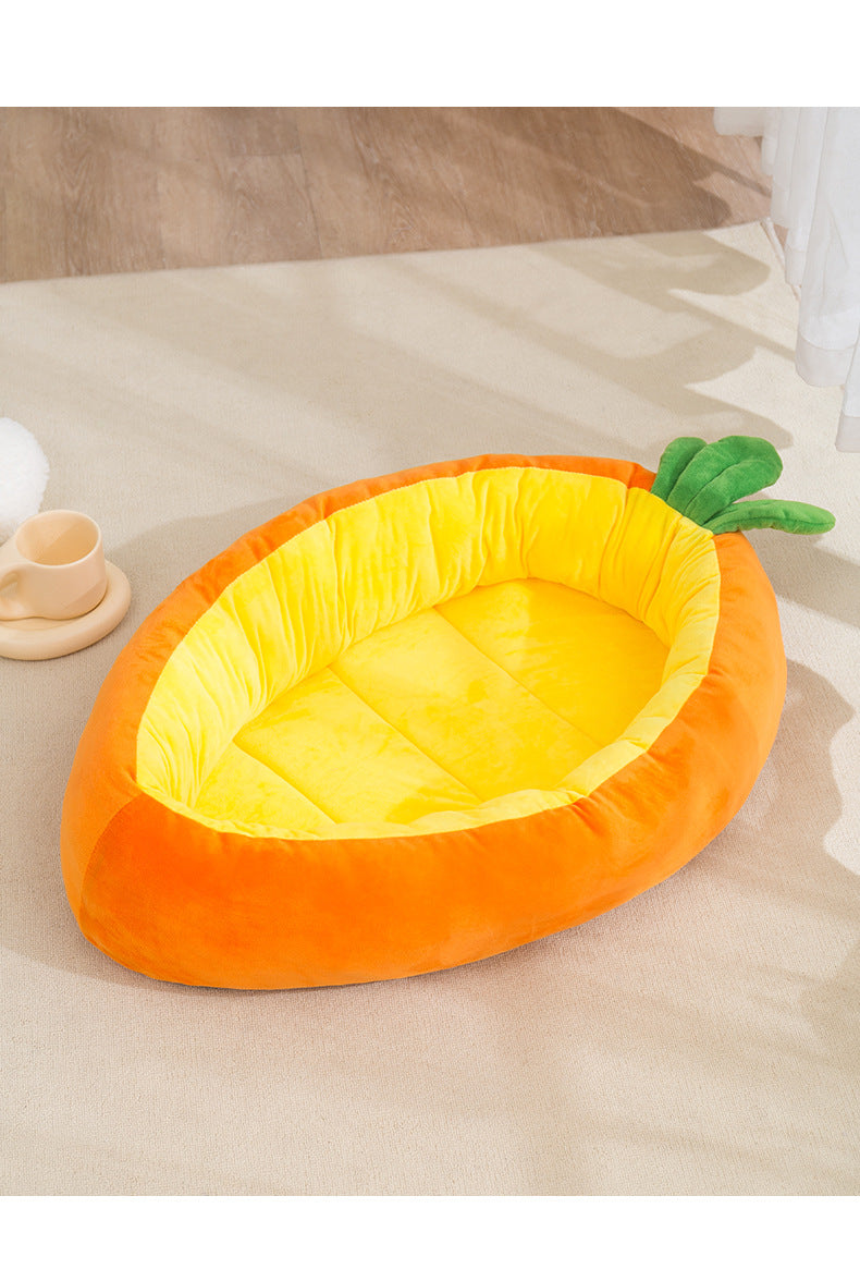 KFX-8104509 Carrot-Shaped Pet Nest for Cats and Dogs - Soft Crystal Velvet & PP Cotton Filling