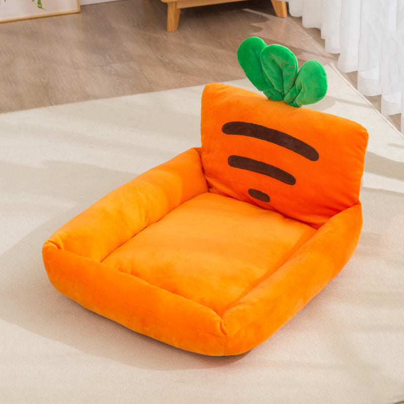 KFX-8104509 Carrot-Shaped Pet Nest for Cats and Dogs - Soft Crystal Velvet & PP Cotton Filling