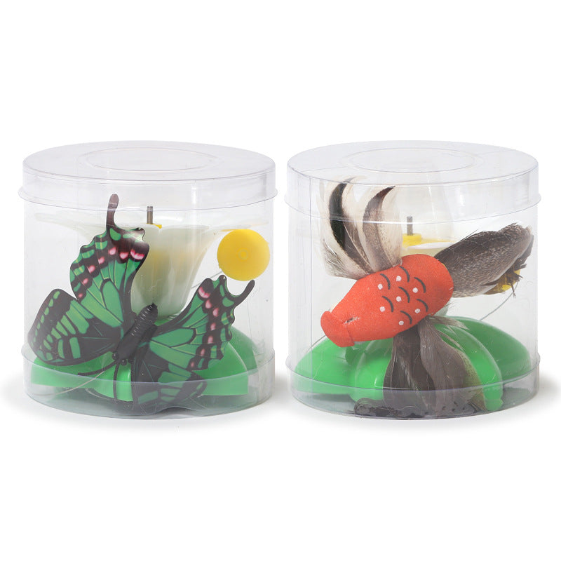 KFX-8105277 Automatic Rotating Cat Toy - Interactive Plastic and Steel Wire Design, 8.5cm Base Diameter, 6cm Height