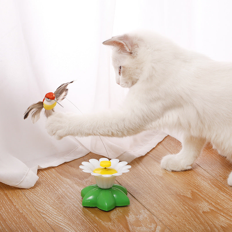 KFX-8105277 Automatic Rotating Cat Toy - Interactive Plastic and Steel Wire Design, 8.5cm Base Diameter, 6cm Height