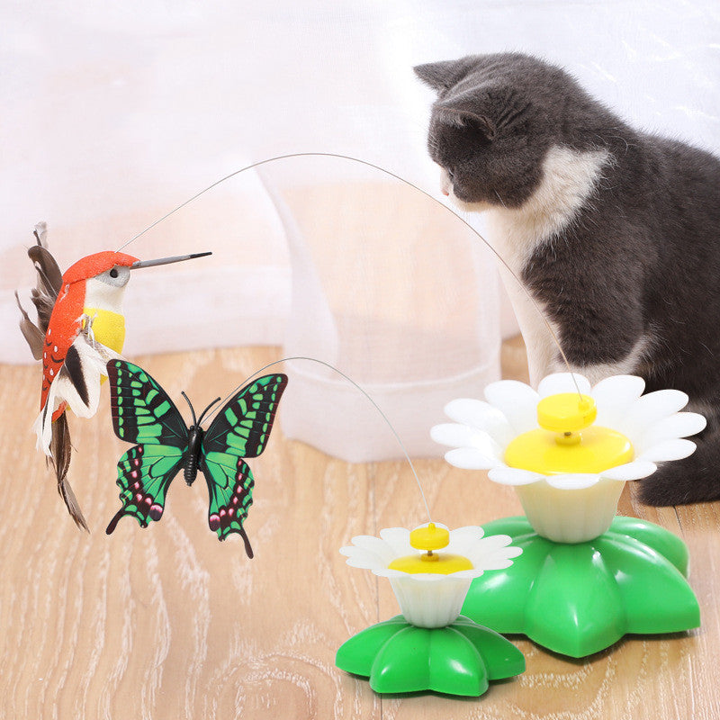 KFX-8105277 Automatic Rotating Cat Toy - Interactive Plastic and Steel Wire Design, 8.5cm Base Diameter, 6cm Height