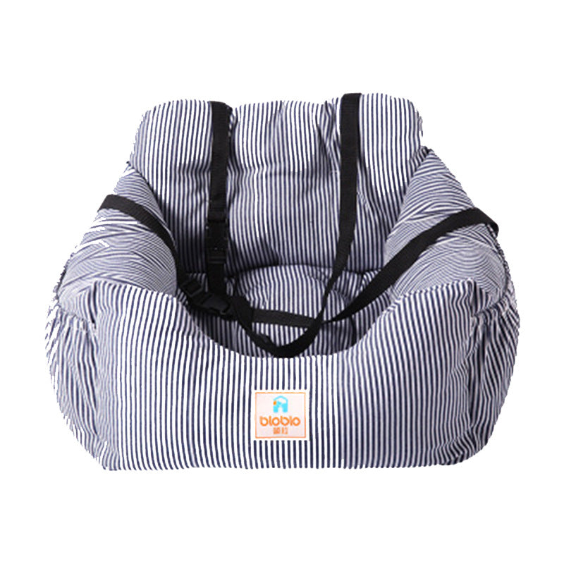 KFX-8106685 Red and Blue Striped Travel Car Seat Cushion for Small Dogs, Suitable for Most Cars and SUVs, 55x50x30cm