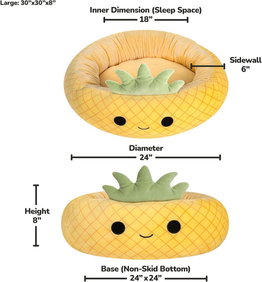 KFX-8107709 Large Ultrasoft Plush Shark and Maui Pineapple Pet Beds for Cats and Dogs