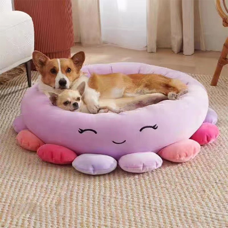 KFX-8107709 Large Ultrasoft Plush Shark and Maui Pineapple Pet Beds for Cats and Dogs