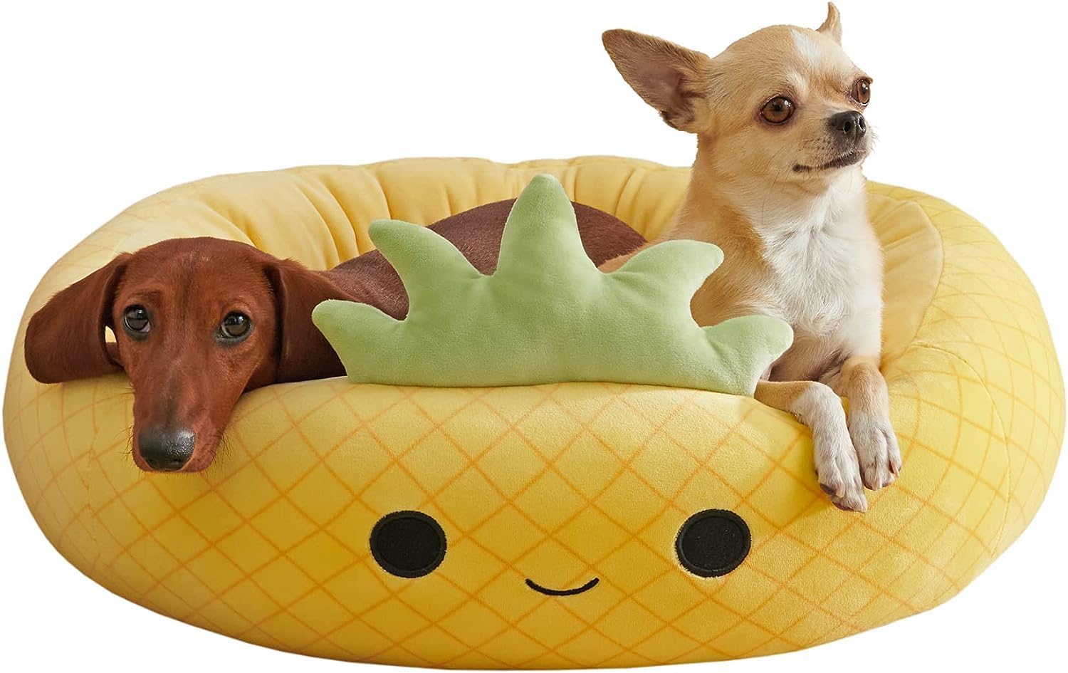 KFX-8107709 Large Ultrasoft Plush Shark and Maui Pineapple Pet Beds for Cats and Dogs