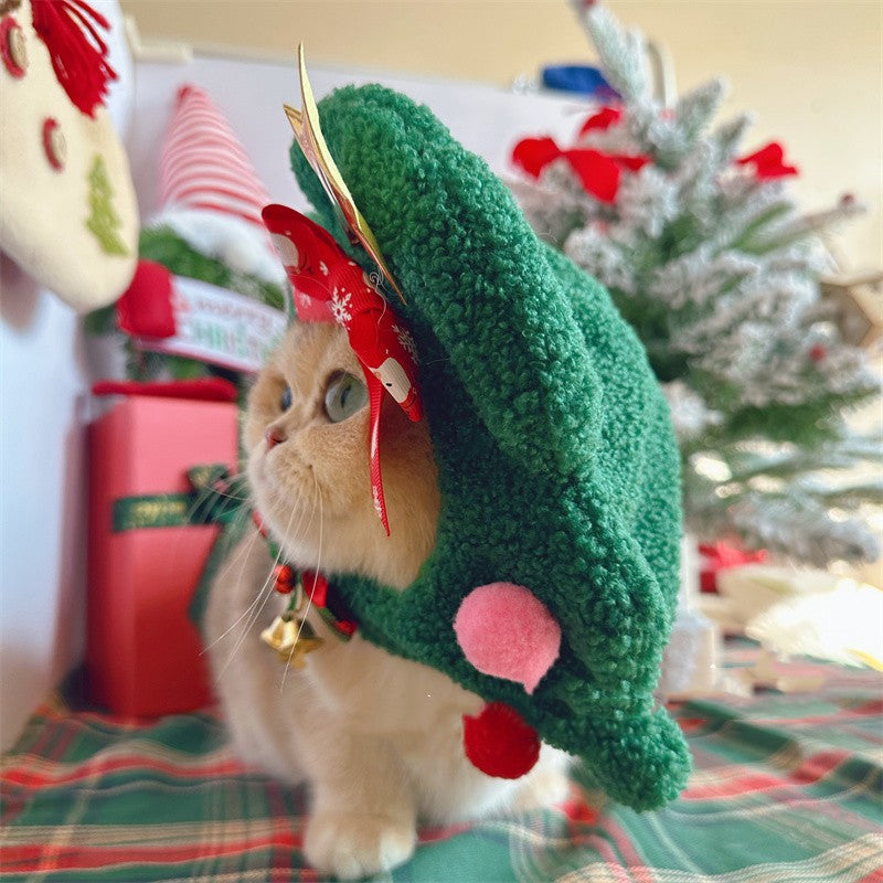 KFX-8107837 Cozy Plush Christmas Tree Hat for Cats and Dogs - Available in Multiple Sizes