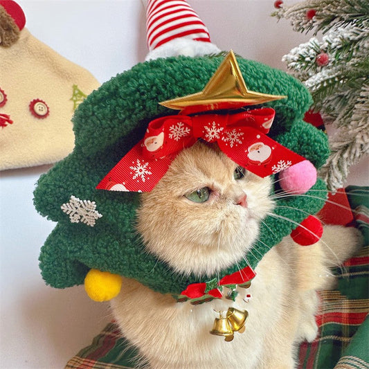 KFX-8107837 Cozy Plush Christmas Tree Hat for Cats and Dogs - Available in Multiple Sizes