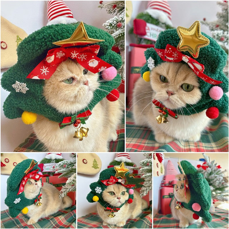 KFX-8107837 Cozy Plush Christmas Tree Hat for Cats and Dogs - Available in Multiple Sizes