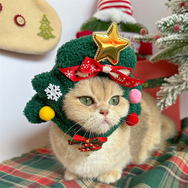 KFX-8107837 Cozy Plush Christmas Tree Hat for Cats and Dogs - Available in Multiple Sizes