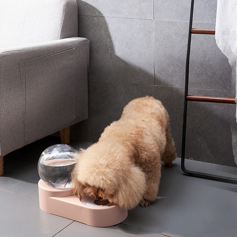 KFX-8110397 Non-Electric Automatic Water Dispenser for Pets with 1.8L Capacity and Transparent Container - Gray, Blue, Pink