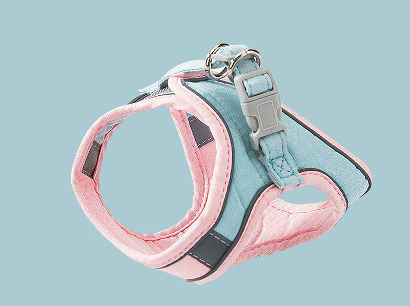 KFX-8111677 Reflective Chest Harness for Cats with Traction Rope - Anti-Stroke Deerskin Velvet, Size S-XXXL