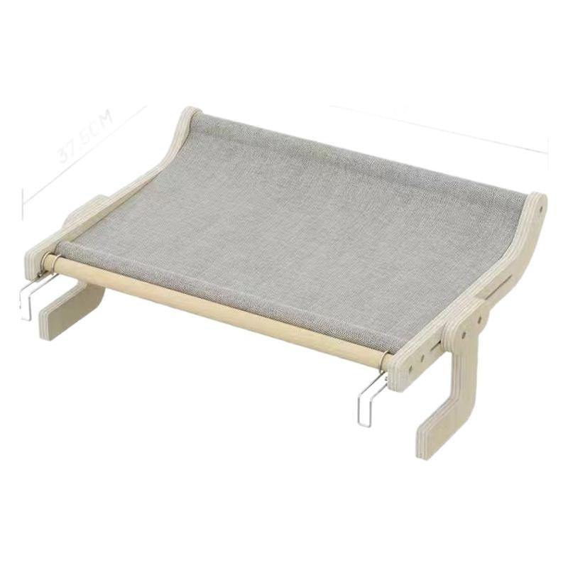 KFX-8112061 Extra Large Hanging Cat Bed for Balcony or Window - Solid Wood & Canvas Design