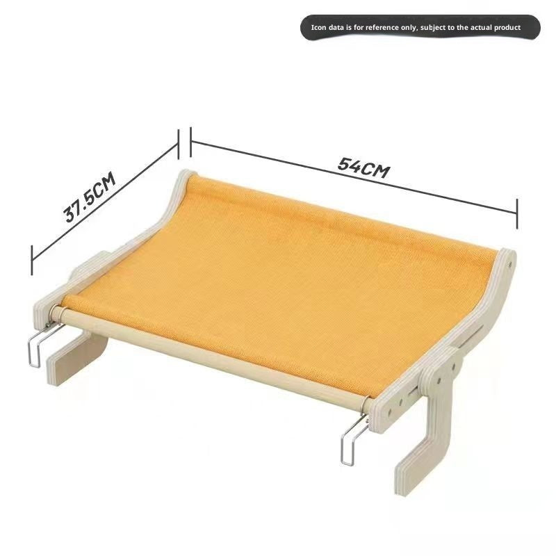 KFX-8112061 Extra Large Hanging Cat Bed for Balcony or Window - Solid Wood & Canvas Design