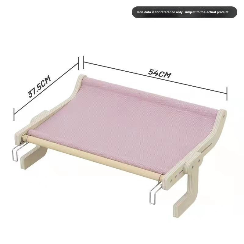 KFX-8112061 Extra Large Hanging Cat Bed for Balcony or Window - Solid Wood & Canvas Design