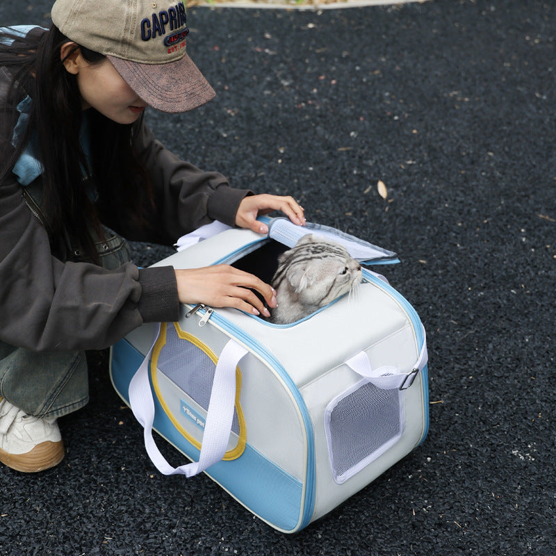 KFX-8112445 Large Capacity Foldable Cat Backpack with Breathable Oxford Cloth – Various Colors Available