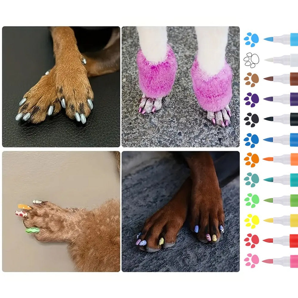 KFX-8113981 Water-Based Opaque Color Nail Brush Set for Pet Manicure - 12 Piece Box