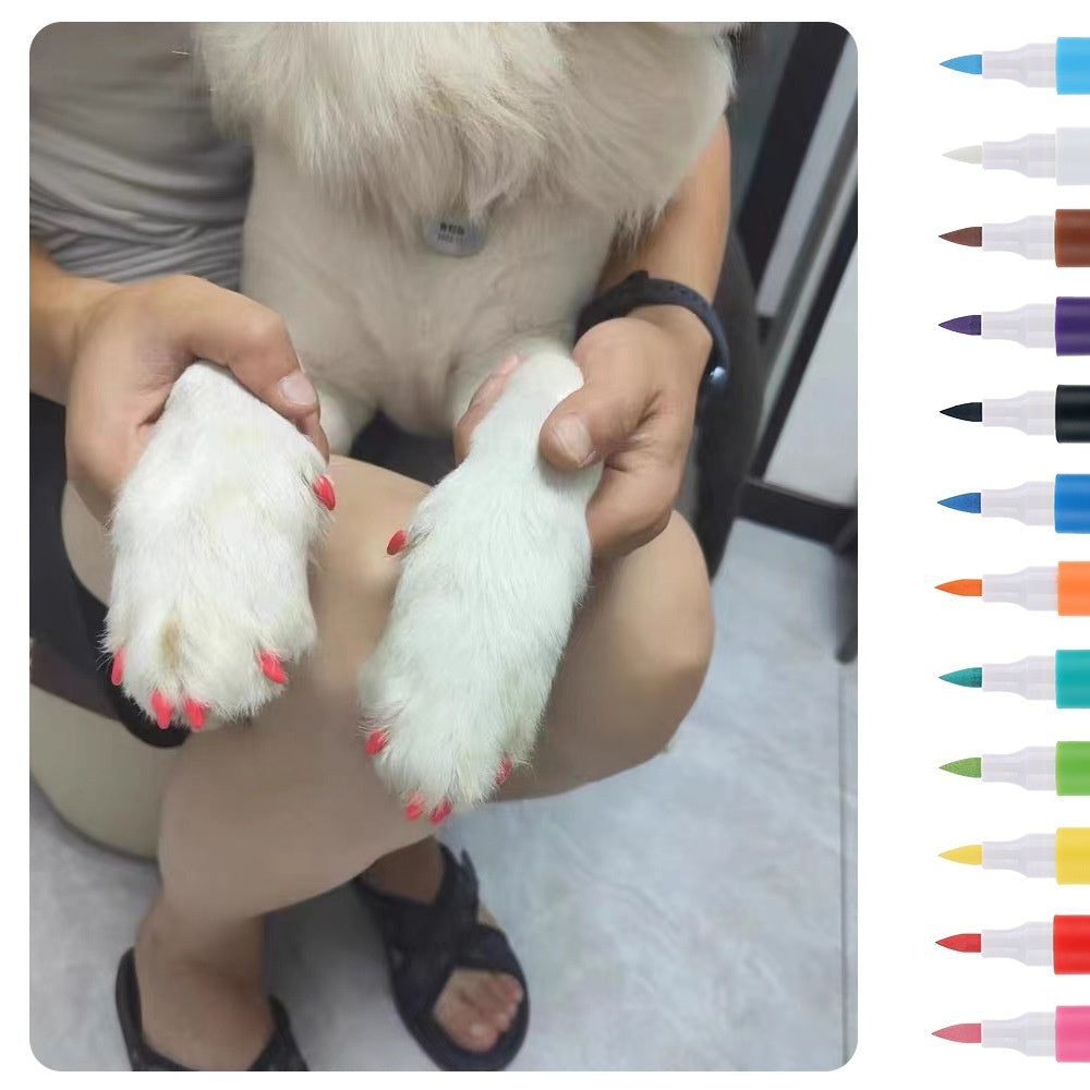 KFX-8113981 Water-Based Opaque Color Nail Brush Set for Pet Manicure - 12 Piece Box