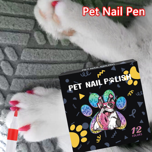 KFX-8113981 Water-Based Opaque Color Nail Brush Set for Pet Manicure - 12 Piece Box