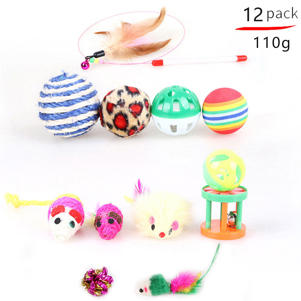 KFX-8116797 Cat Toy Set with Stick, Plush, Feather, and Metal Elements for Training and Comfort