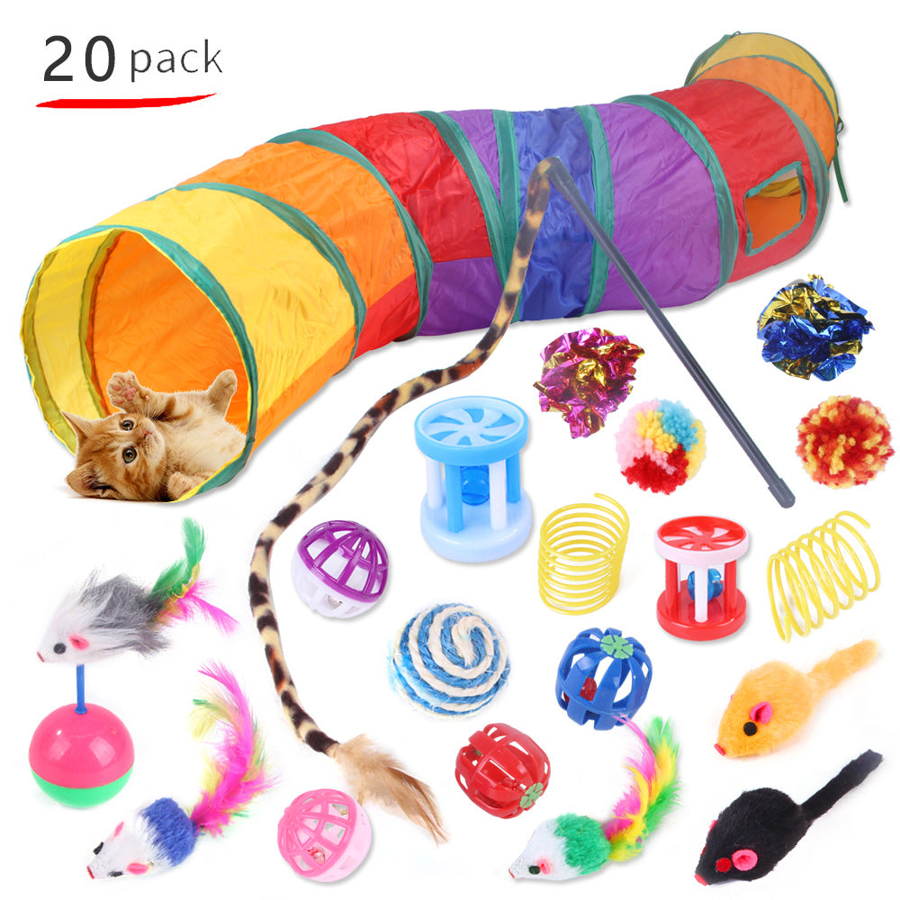 KFX-8116797 Cat Toy Set with Stick, Plush, Feather, and Metal Elements for Training and Comfort