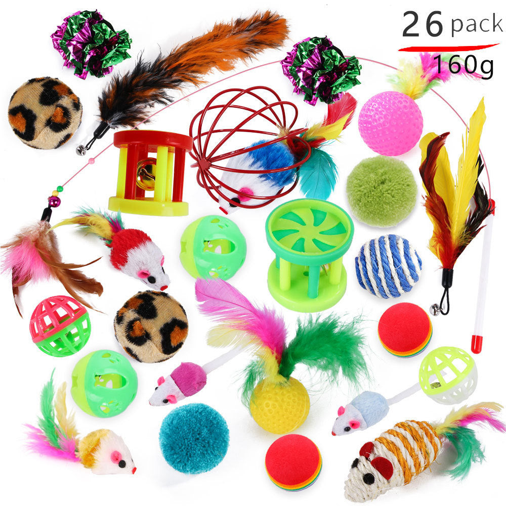 KFX-8116797 Cat Toy Set with Stick, Plush, Feather, and Metal Elements for Training and Comfort