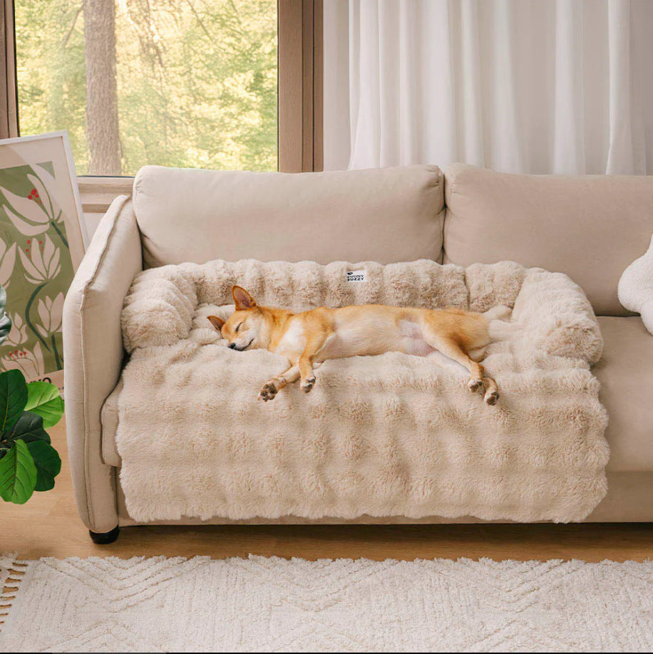 KFX-8117821 Removable and Washable Plush Pet Sofa in Dark Gray, Camel, Tie-Dyed Gray Blue, and Tie-Dyed Brown