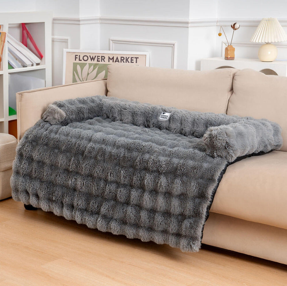 KFX-8117821 Removable and Washable Plush Pet Sofa in Dark Gray, Camel, Tie-Dyed Gray Blue, and Tie-Dyed Brown
