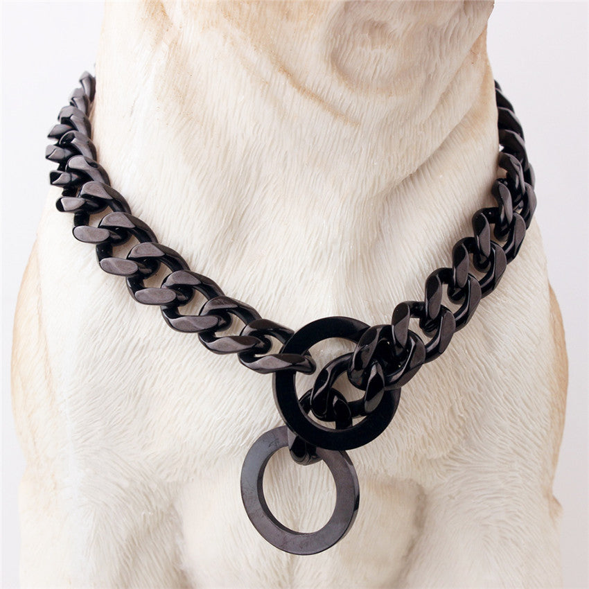 KFX-8117949 Two-tone Polished Gold Titanium Steel Dog Collar - Durable, Stylish Design, Various Sizes Available