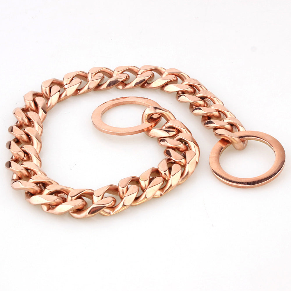 KFX-8117949 Two-tone Polished Gold Titanium Steel Dog Collar - Durable, Stylish Design, Various Sizes Available