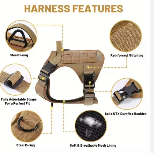 KFX-8118589 Adjustable Tactical Dog Harness with Reflective No-Pull Design for Large Dogs