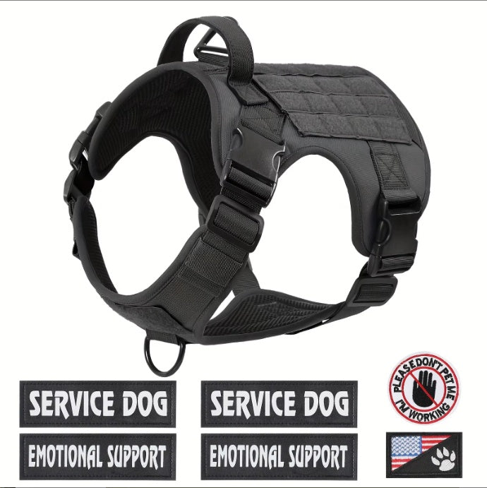 KFX-8118589 Adjustable Tactical Dog Harness with Reflective No-Pull Design for Large Dogs