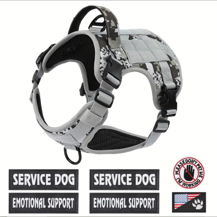 KFX-8118589 Adjustable Tactical Dog Harness with Reflective No-Pull Design for Large Dogs