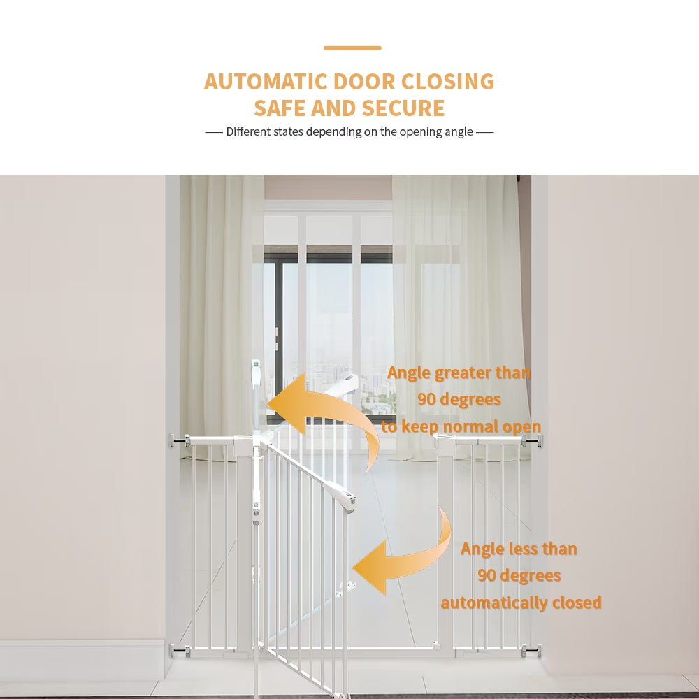 KFX-8119613 30-Inch High White Child Safety Gate with Extensions for Baby Door Barrier