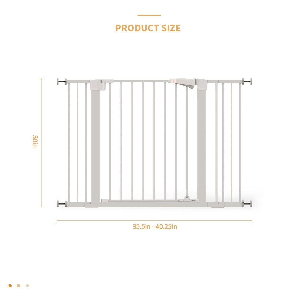 KFX-8119613 30-Inch High White Child Safety Gate with Extensions for Baby Door Barrier