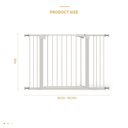 KFX-8119613 30-Inch High White Child Safety Gate with Extensions for Baby Door Barrier